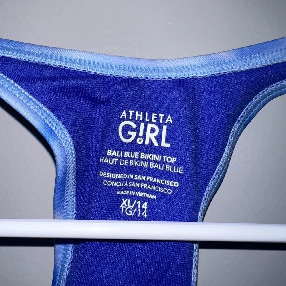 Athleta Girl Bali Blue Bikini Top Size XL/14